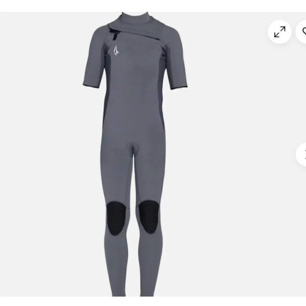 Volcom Boys Size 12 Modulator Wetsuit 2 mm Chest Zip Short Sleeve Grey NWT